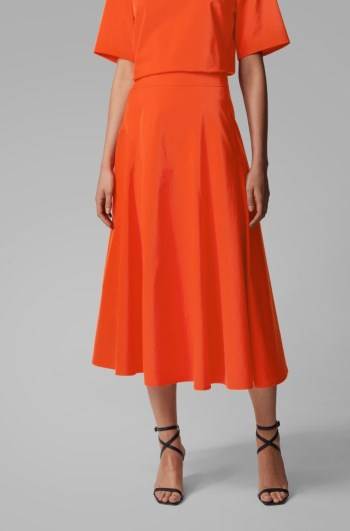 Hugo Boss A-line midi skirt Oransje | YAqUJ88z