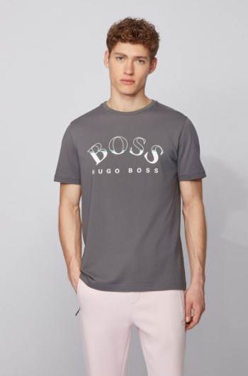 Hugo Boss African-cotton T-shirt Mørke Grå | GK1wnCA9