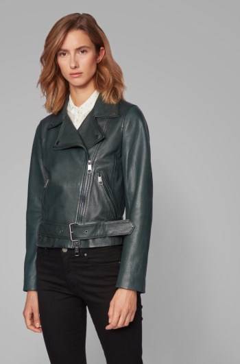 Hugo Boss Asymmetric biker jacket Mørke Grønn | p15dAOQb