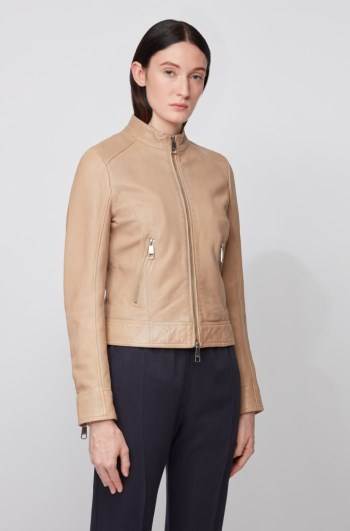 Hugo Boss Biker-style leather jacket Beige | wBBfH20x