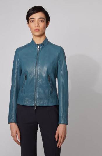 Hugo Boss Biker-style leather jacket Blå | sNgYyS3L