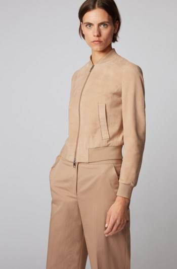 Hugo Boss Blouson-style suede jacket Beige | kX9uugic