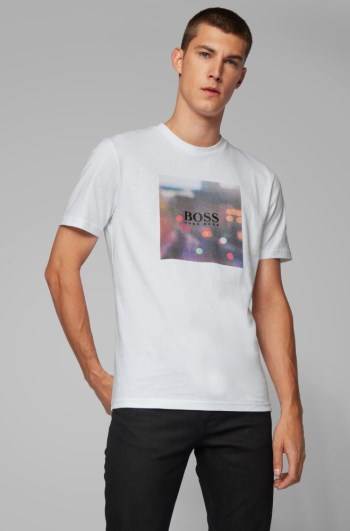 Hugo Boss Bomull T-shirt Hvite | IH5JUbV2