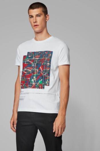 Hugo Boss Bomull T-shirt Hvite | TcKiQK4A