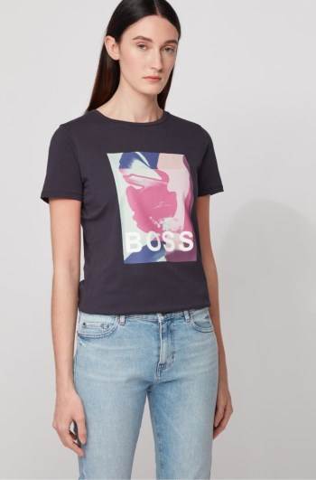 Hugo Boss Bomull T-shirt Lyse Blå | s9o2S0hA