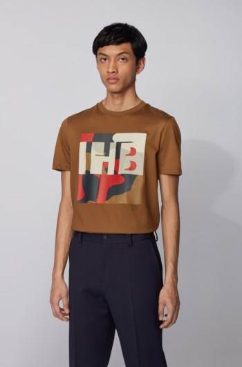 Hugo Boss Bomull T-shirt Mørke Brune | qEjWoL9C