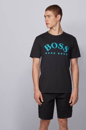 Hugo Boss Bomull T-shirt Svarte | v4e8CNNh