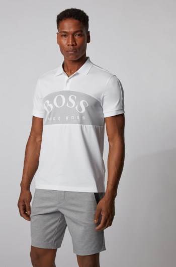 Hugo Boss Bomull-blend polo shirt Hvite | foNlcGdR