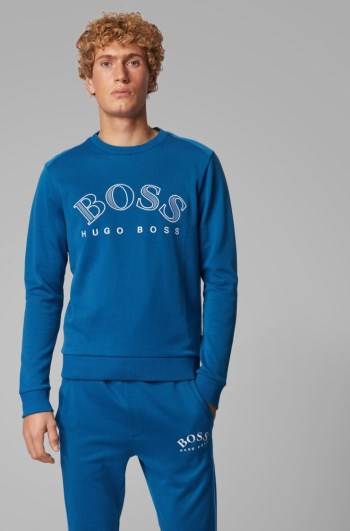 Hugo Boss Bomull-blend sweatshirt Blå | TNd31i9T