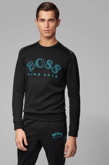 Hugo Boss Bomull-blend sweatshirt Svarte | 8FtvJNEW