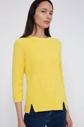 Hugo Boss Bomull crew-neck sweater Lyse Gul | jsCo1XNR