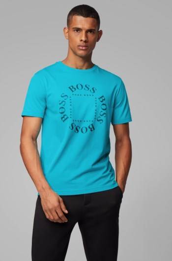 Hugo Boss Bomull-jersey T-shirt Blå | qznNKBHn