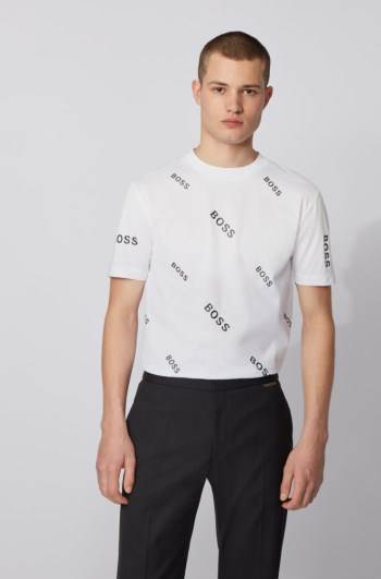 Hugo Boss Bomull jersey T-shirt Hvite | 0oDPiqq7