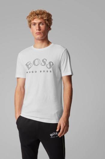 Hugo Boss Bomull-jersey T-shirt Hvite | 76pG1Dne