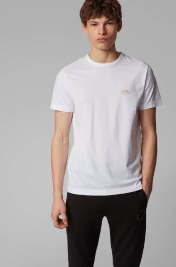 Hugo Boss Bomull jersey T-shirt Hvite | BOsG4vFg