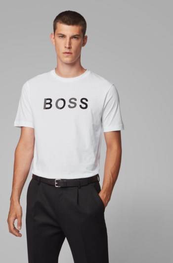 Hugo Boss Bomull jersey T-shirt Hvite | lXXY74Pk