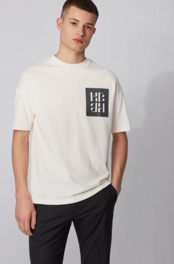 Hugo Boss Bomull jersey T-shirt Hvite | mWoSoaAC