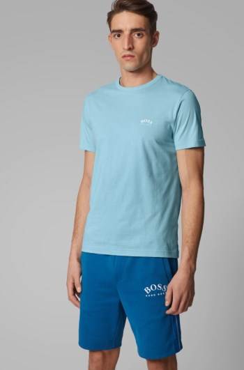 Hugo Boss Bomull jersey T-shirt Lyse Blå | ygifNY8s