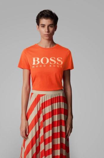 Hugo Boss Bomull-jersey T-shirt Oransje | flaw8Z4N