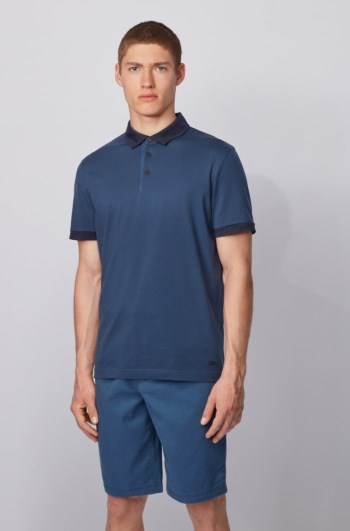 Hugo Boss Bomull-jersey polo shirt Mørke Blå | etDMBCSl