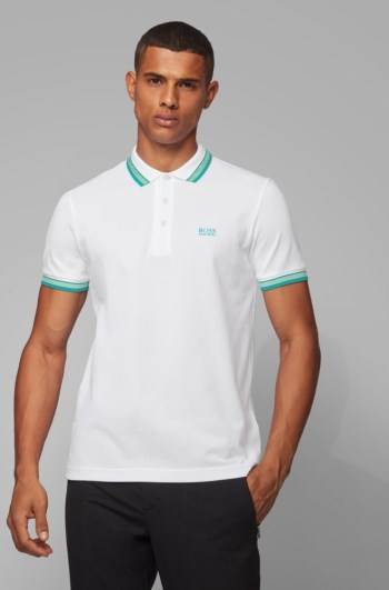 Hugo Boss Bomull-piqué polo shirt Hvite | 3mESlE6O