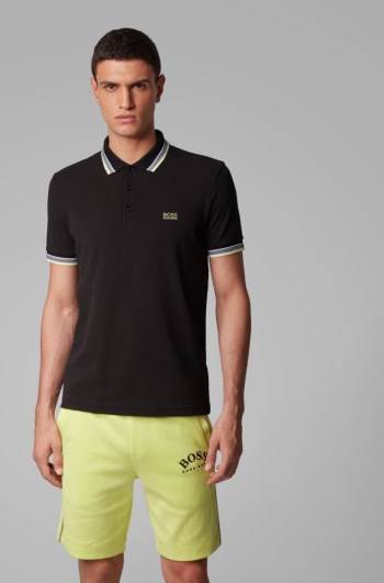 Hugo Boss Bomull-piqué polo shirt Svarte | 8X8IQXKC