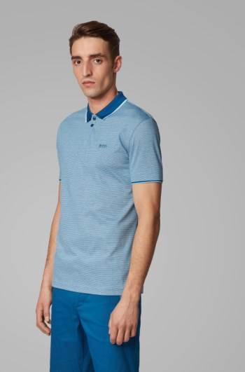 Hugo Boss Bomull-piqué polo shirt Blå | Bq8X8pOL