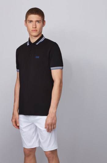 Hugo Boss Bomull-piqué polo shirt Svarte | QxaD6sei