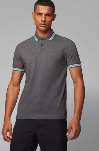 Hugo Boss Bomull-piqué polo shirt Grå | SW8fsaII