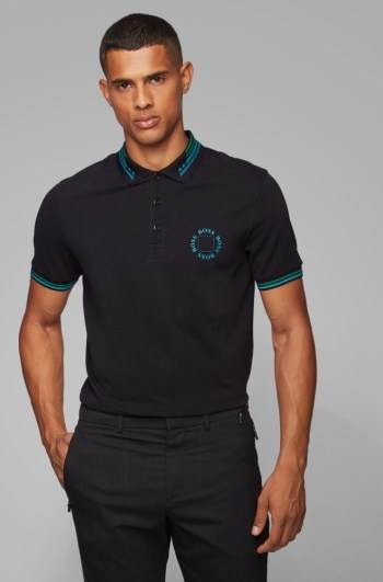 Hugo Boss Bomull-piqué polo shirt Svarte | Ur0jlGn2