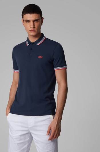 Hugo Boss Bomull-piqué polo shirt Mørke Blå | svhmjC4j