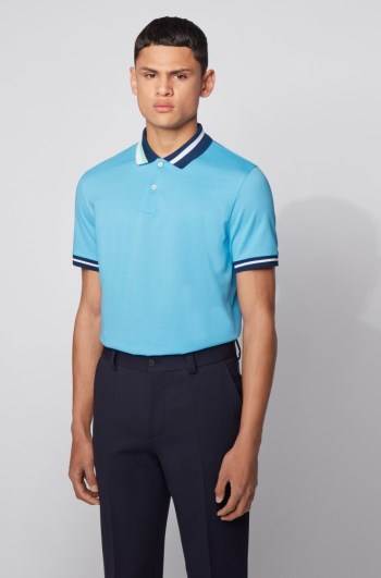 Hugo Boss Bomull polo shirt Turkis | sNvAhoZs