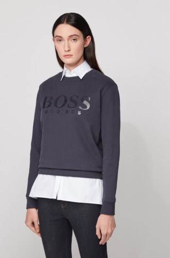 Hugo Boss Bomull-terry sweatshirt Lyse Blå | 1j0nR3sl