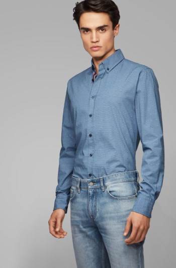 Hugo Boss Button-down slim-fit shirt Mørke Blå | q80ramqx