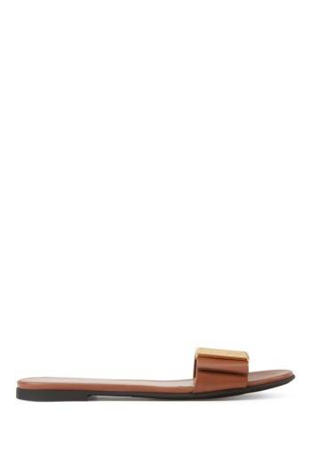 Hugo Boss Calf-leather slides Lyse Brune | ANs31vuK