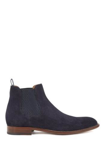 Hugo Boss Calf-suede Chelsea boots Mørke Blå | AoXXWl5O