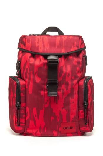 Hugo Boss Camouflage-print backpack Mørke Rød | TVMh5K2s