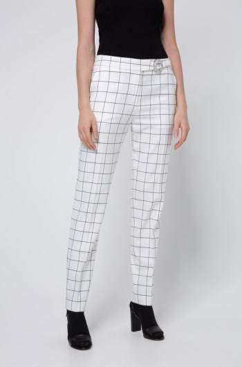 Hugo Boss Checked regular-fit trousers Natural | k8obj7dY