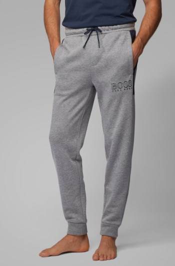 Hugo Boss Colour-block fleece loungewear trousers Mørke Blå | fn9EoZFm