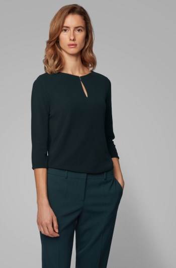 Hugo Boss Crepe jersey top Mørke Grønn | T6shfggh