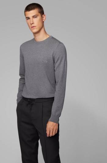 Hugo Boss Crew-neck knitted sweater Grå | 14pOTpaX