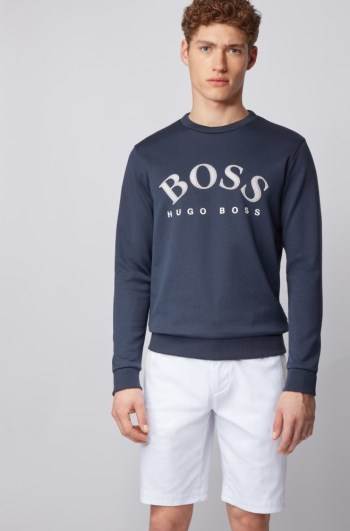 Hugo Boss Crew-neck sweatshirt Mørke Blå | GL5JecyT