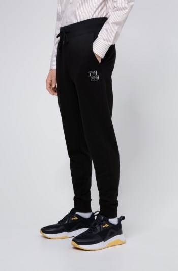 Hugo Boss Cuffed French-terry jogging trousers Svarte | nmZLniAO