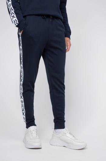 Hugo Boss Cuffed-hem jersey trousers Mørke Blå | 0Pdu9I0D