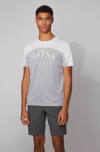 Hugo Boss Curved-logo T-shirt Hvite | VkWRpAPN