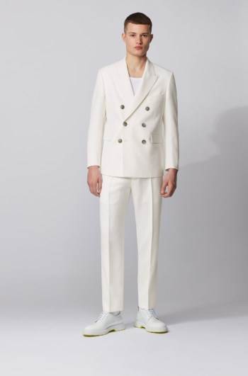 Hugo Boss Double-breasted relaxed-fit suit Hvite | 02uJ2qL8