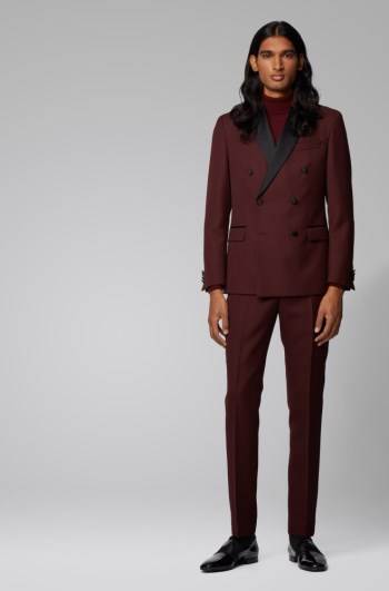 Hugo Boss Double-breasted slim-fit suit Mørke Rød | Hfh9E5h3