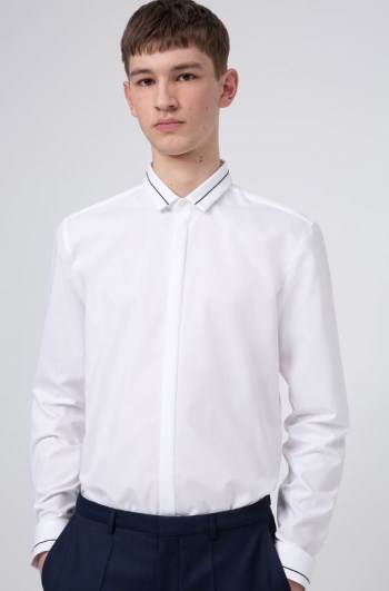 Hugo Boss Extra-slim-fit cotton shirt Hvite | Fpi9Q43s