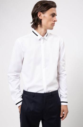 Hugo Boss Extra-slim-fit cotton shirt Hvite | JhTDPkqi