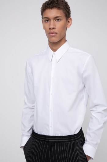 Hugo Boss Extra-slim-fit cotton shirt Hvite | OonAWBVG